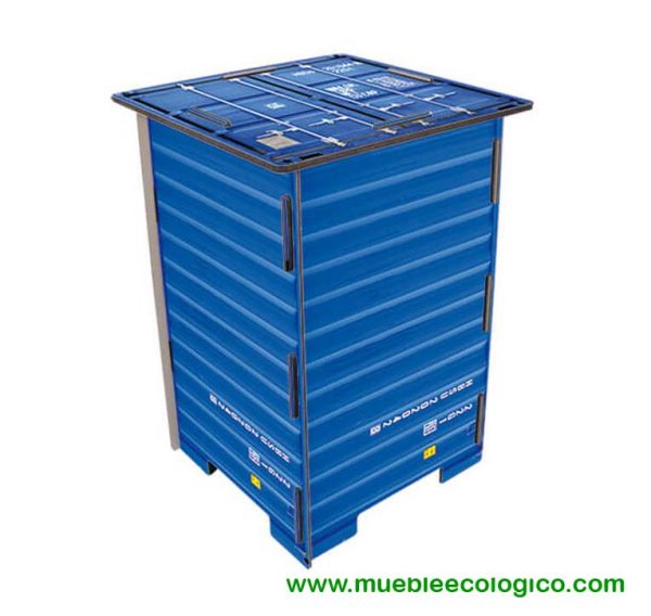 taburete contenedor azul